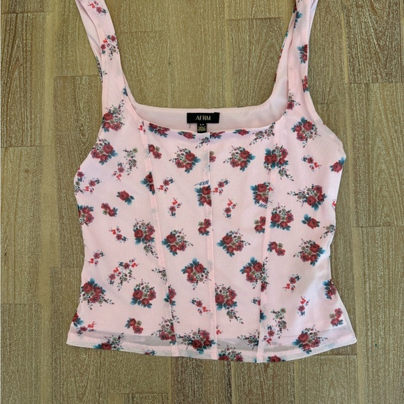 AFRM Pink Flower Print Top Small - Picture 1 of 3